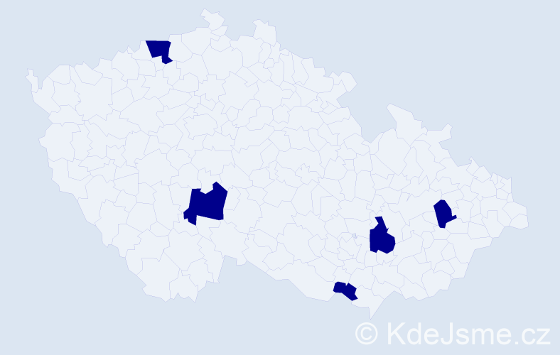 Jméno: 'Šimon Antonín', počet výskytů 5 v celé ČR