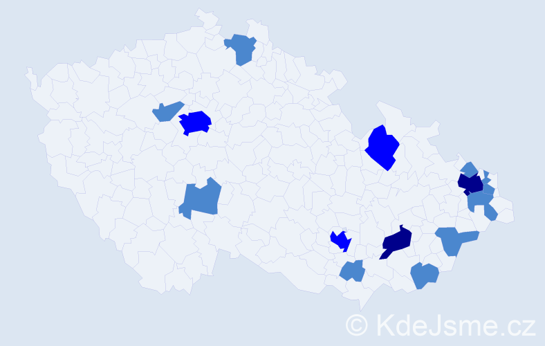 Jméno: 'Metod', počet výskytů 22 v celé ČR