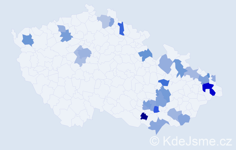 Jméno: 'Dalila', počet výskytů 49 v celé ČR