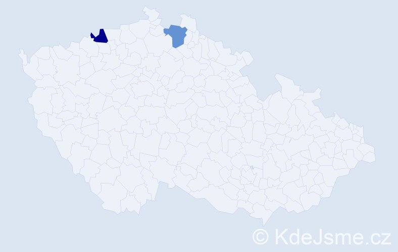 Jméno: 'Mykhalo', počet výskytů 2 v celé ČR