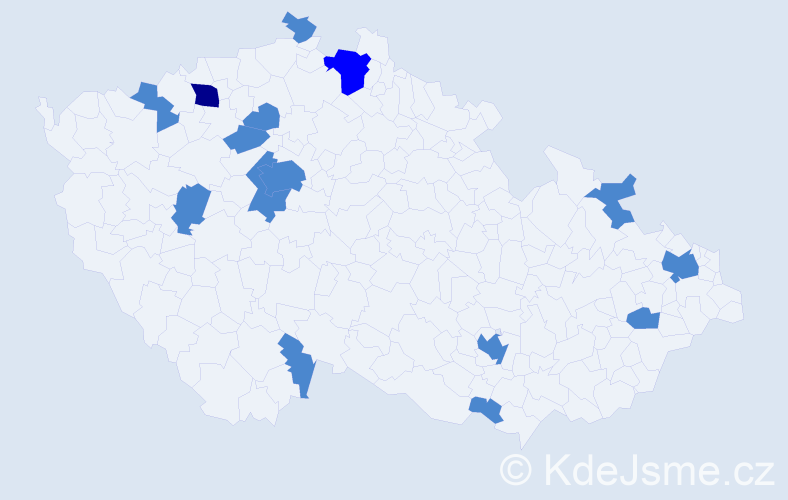 Jméno: 'Olinka', počet výskytů 18 v celé ČR