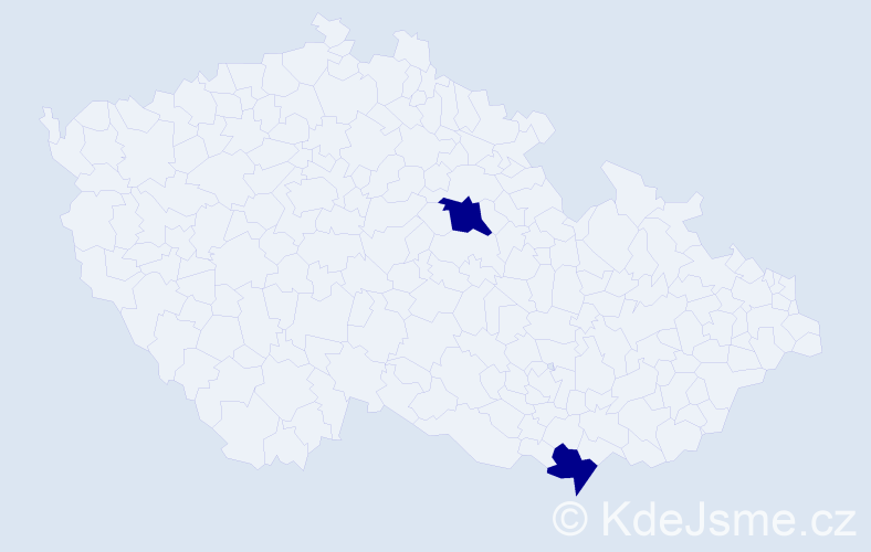 Jméno: 'Jasmen', počet výskytů 2 v celé ČR