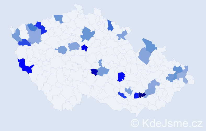 Jméno: 'Lujza', počet výskytů 50 v celé ČR