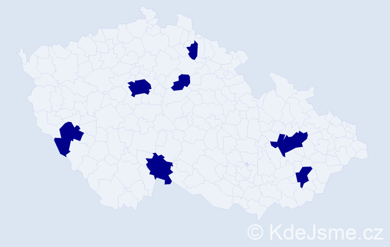 Jméno: 'Tu', počet výskytů 7 v celé ČR