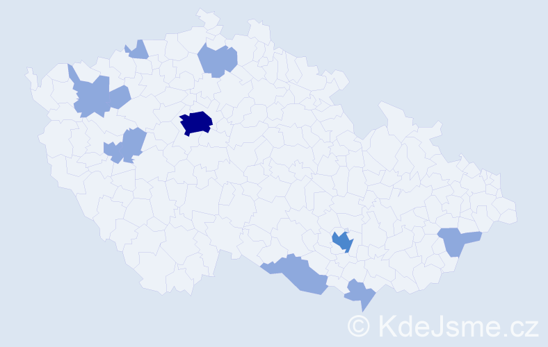 Jméno: 'Miro', počet výskytů 16 v celé ČR