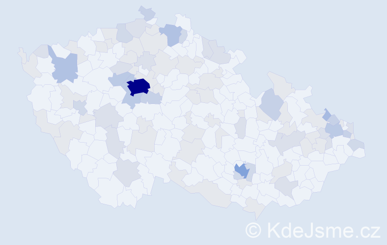 Jméno: 'Evelina', počet výskytů 204 v celé ČR