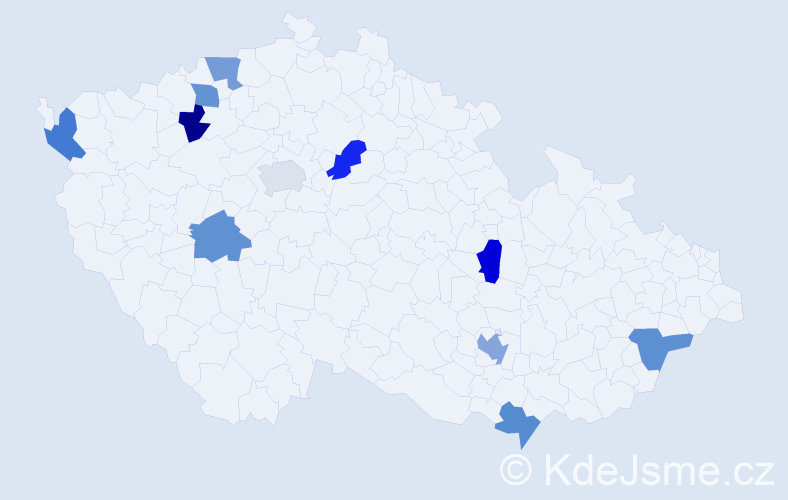 Jméno: 'Augustýn', počet výskytů 12 v celé ČR