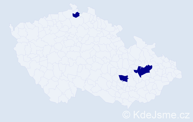 Jméno: 'Bernadette', počet výskytů 3 v celé ČR