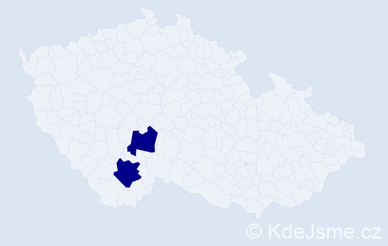 Jméno: 'Jeseňka', počet výskytů 2 v celé ČR