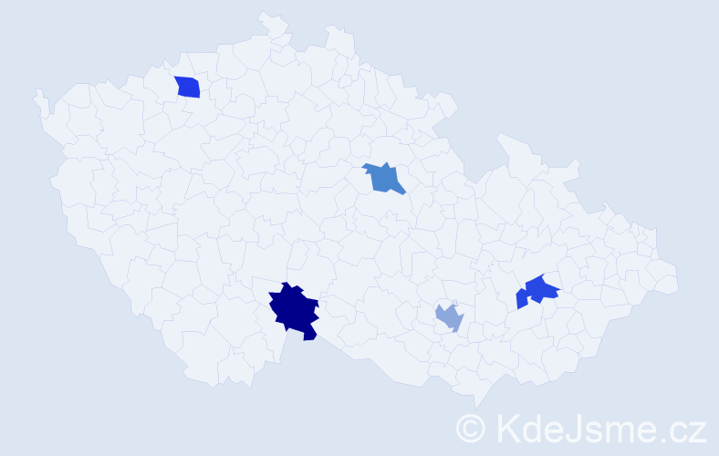 Jméno: 'Gentiana', počet výskytů 5 v celé ČR