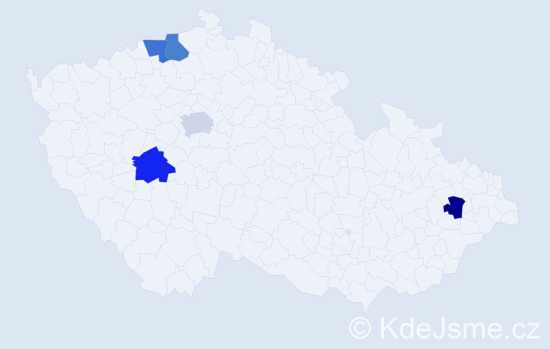 Jméno: 'Chien', počet výskytů 5 v celé ČR