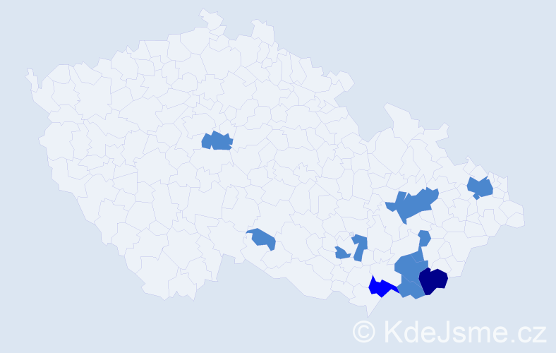 Jméno: 'Cyrilka', počet výskytů 14 v celé ČR