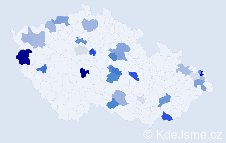 Jméno: 'Atila', počet výskytů 43 v celé ČR