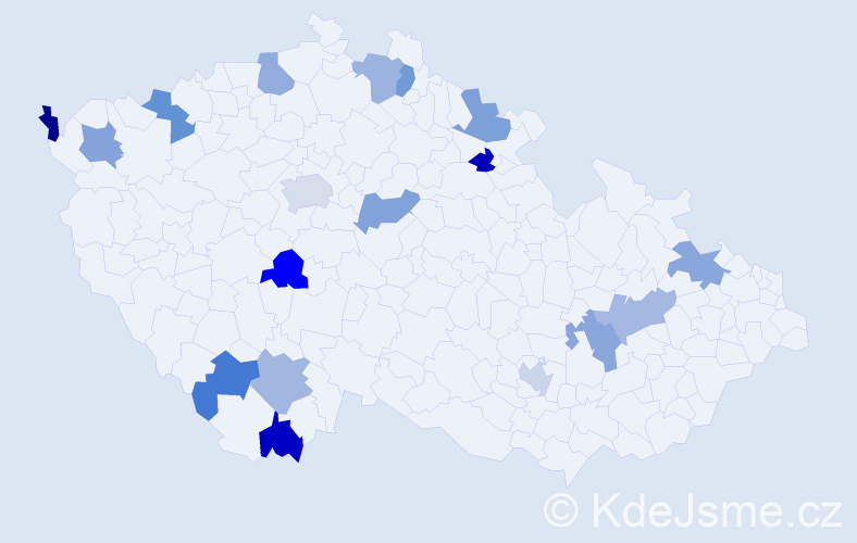 Jméno: 'Karoline', počet výskytů 19 v celé ČR