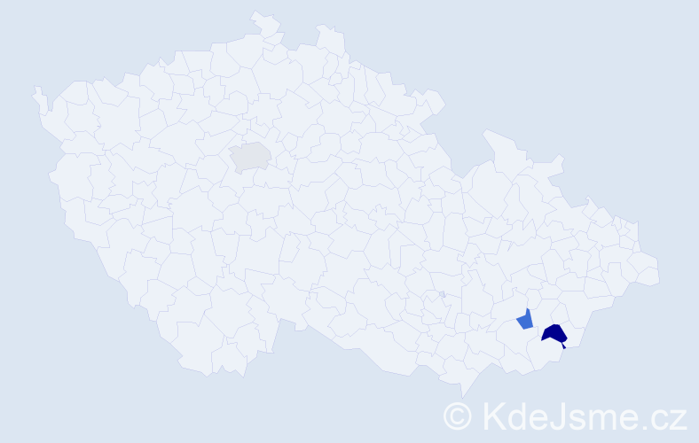 Jméno: 'Tadeáš Karel', počet výskytů 3 v celé ČR