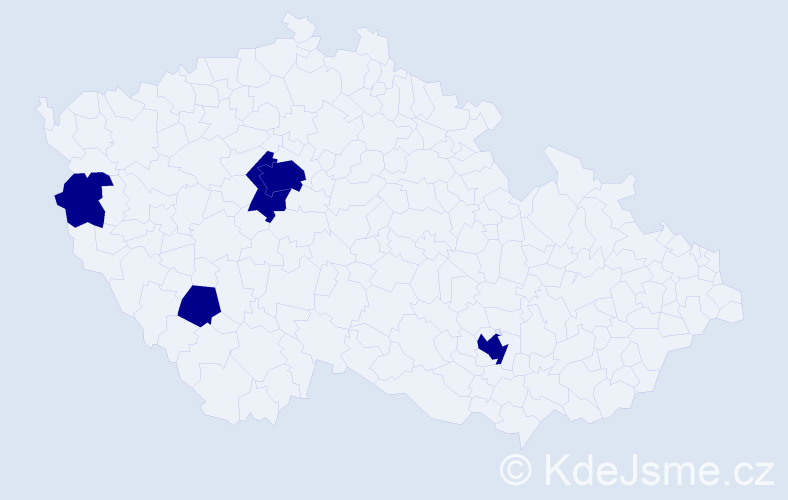 Jméno: 'Samien', počet výskytů 5 v celé ČR