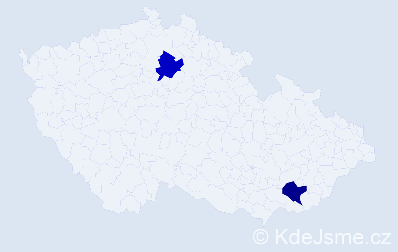 Jméno: 'Cho', počet výskytů 2 v celé ČR