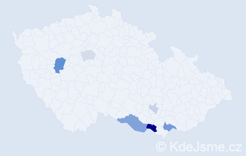 Jméno: 'Tinka', počet výskytů 7 v celé ČR
