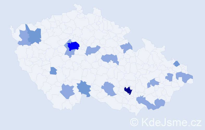 Jméno: 'Frederika', počet výskytů 33 v celé ČR