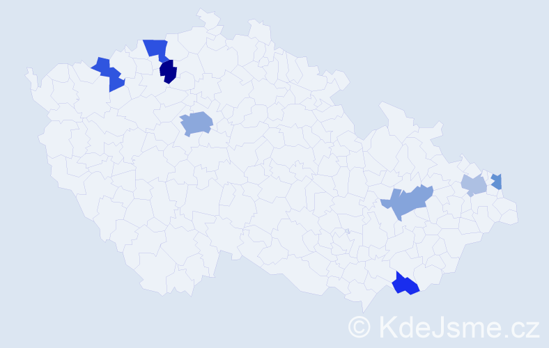 Jméno: 'Rania', počet výskytů 13 v celé ČR