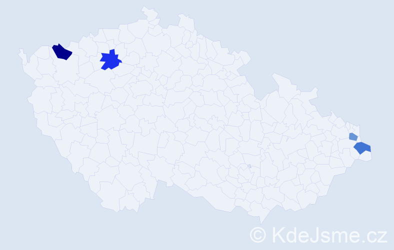 Jméno: 'Tiara', počet výskytů 4 v celé ČR