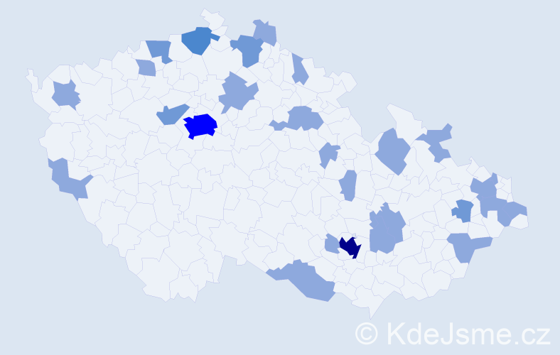 Jméno: 'Kelly', počet výskytů 41 v celé ČR