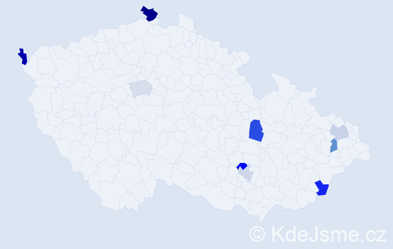 Jméno: 'Thuy', počet výskytů 11 v celé ČR