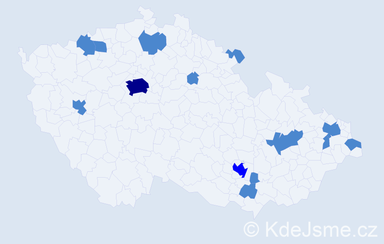 Jméno: 'Michal Jan', počet výskytů 17 v celé ČR