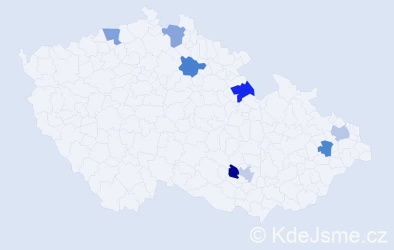 Jméno: 'Danička', počet výskytů 8 v celé ČR