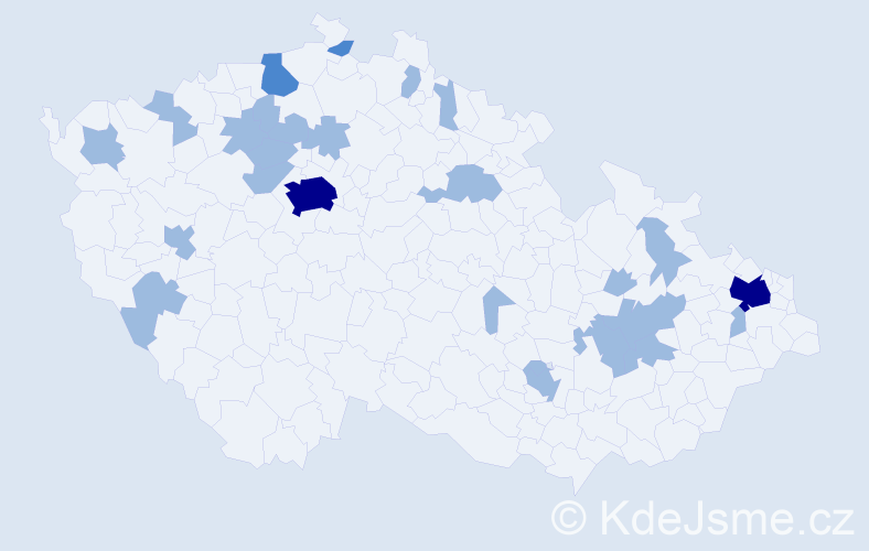 Jméno: 'Anička', počet výskytů 34 v celé ČR