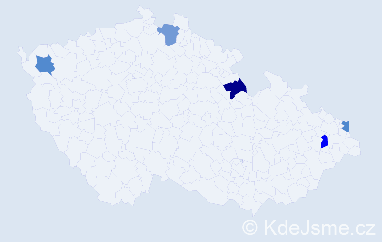 Jméno: 'Daniel Ladislav', počet výskytů 5 v celé ČR