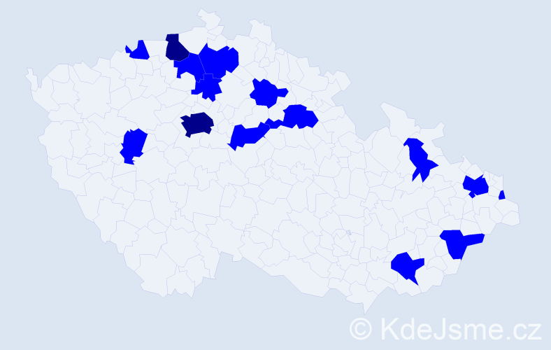 Jméno: 'Jakub Daniel', počet výskytů 17 v celé ČR