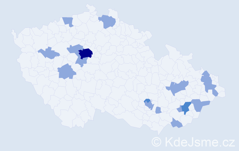 Jméno: 'Rudolfína', počet výskytů 25 v celé ČR
