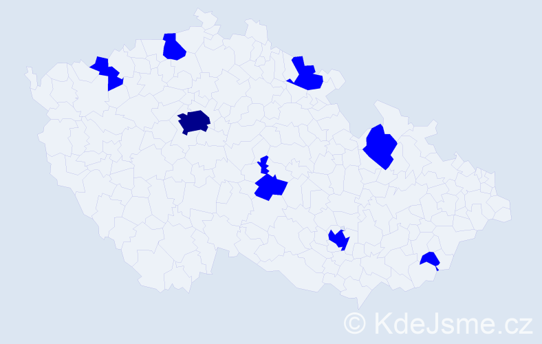 Jméno: 'Kateřina Elizabeth', počet výskytů 9 v celé ČR
