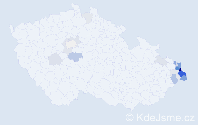 Jméno: 'Věslav', počet výskytů 53 v celé ČR