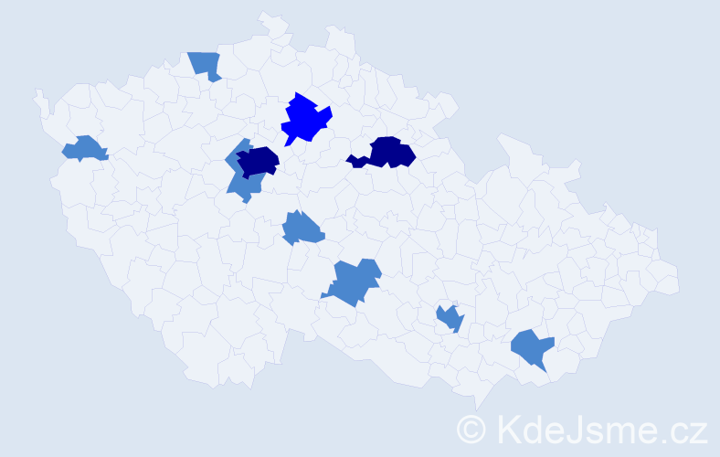 Jméno: 'Vitalija', počet výskytů 15 v celé ČR