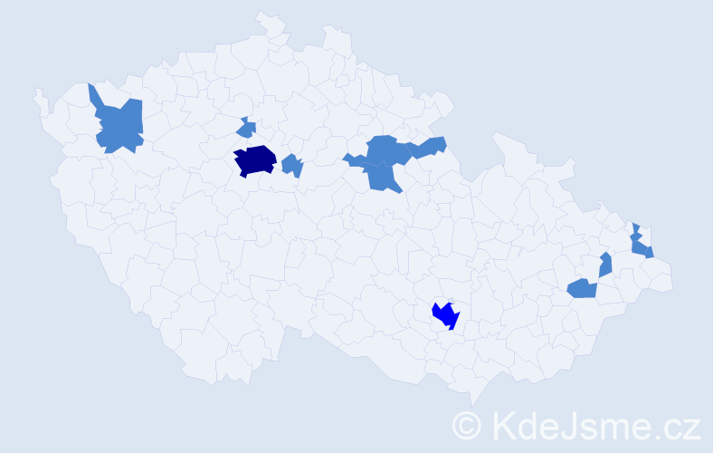 Jméno: 'Nicolo', počet výskytů 16 v celé ČR