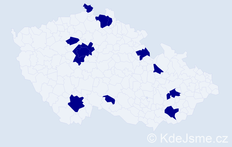 Jméno: 'Adam Jaroslav', počet výskytů 13 v celé ČR