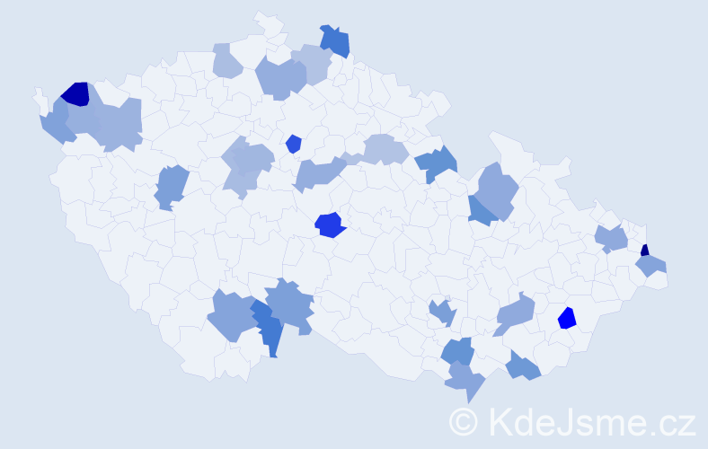 Jméno: 'Adam Jan', počet výskytů 45 v celé ČR