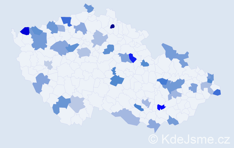 Jméno: 'Valentína', počet výskytů 61 v celé ČR