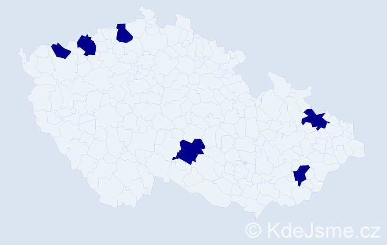 Jméno: 'Hoa', počet výskytů 6 v celé ČR