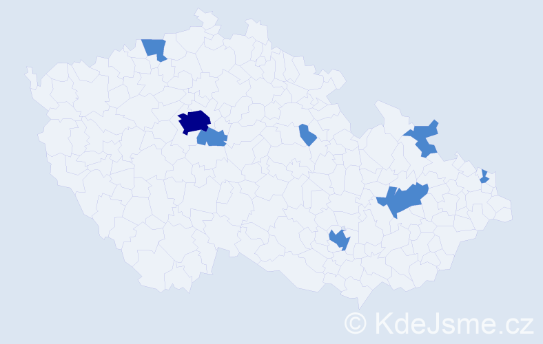 Jméno: 'Meri', počet výskytů 10 v celé ČR