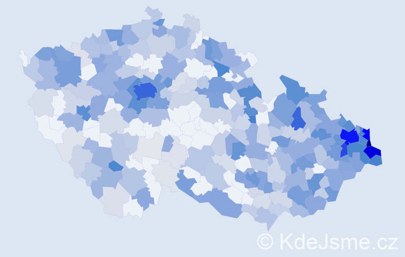 Jméno: 'Alan', počet výskytů 1100 v celé ČR