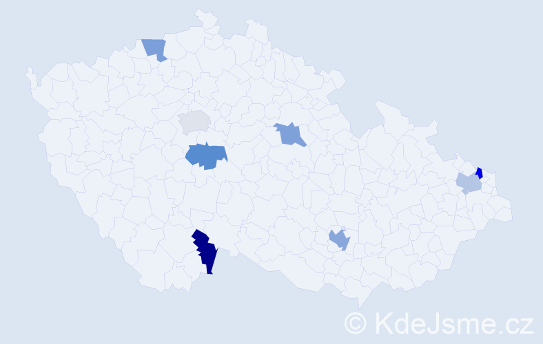 Jméno: 'Alexander William', počet výskytů 9 v celé ČR