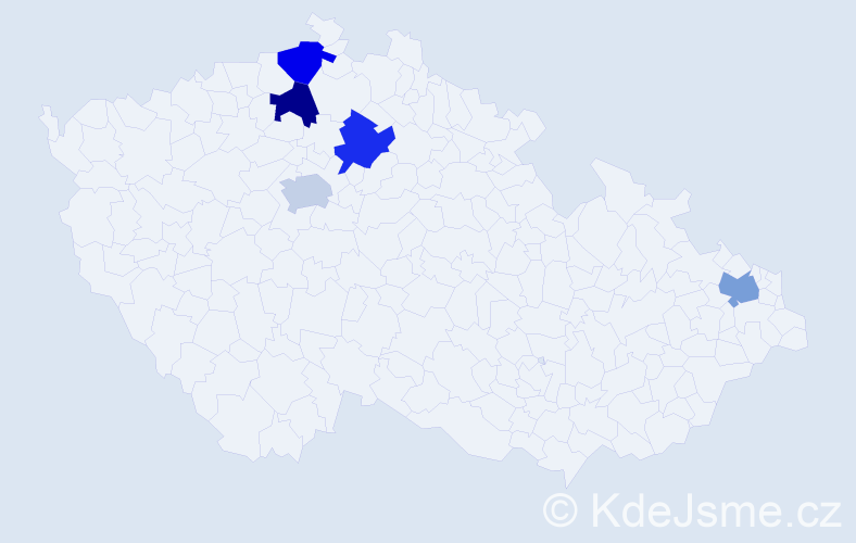 Jméno: 'Toma', počet výskytů 5 v celé ČR