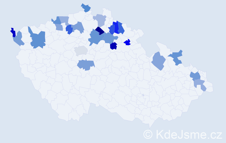 Jméno: 'Evička', počet výskytů 30 v celé ČR