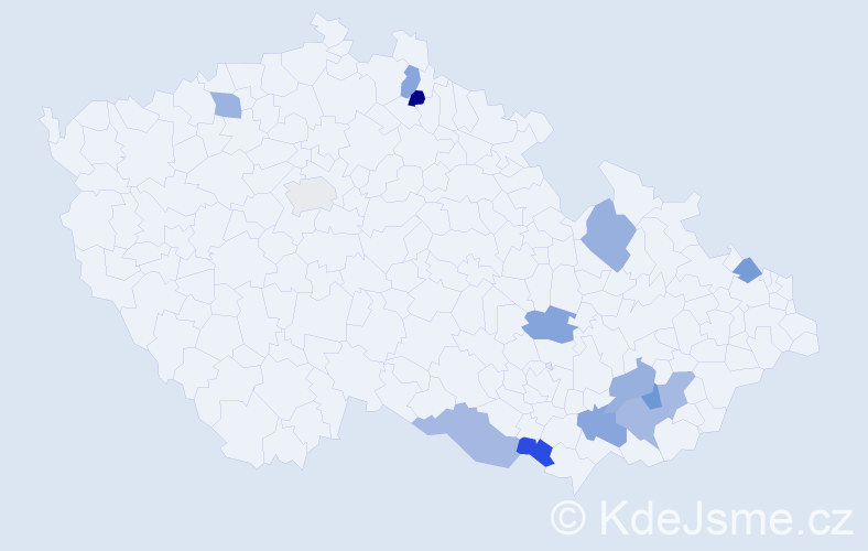 Jméno: 'Andělína', počet výskytů 14 v celé ČR