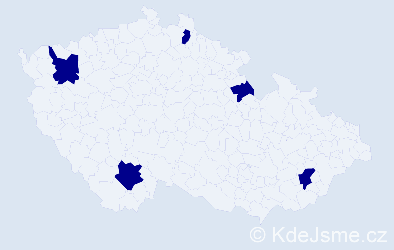 Jméno: 'Anica', počet výskytů 5 v celé ČR