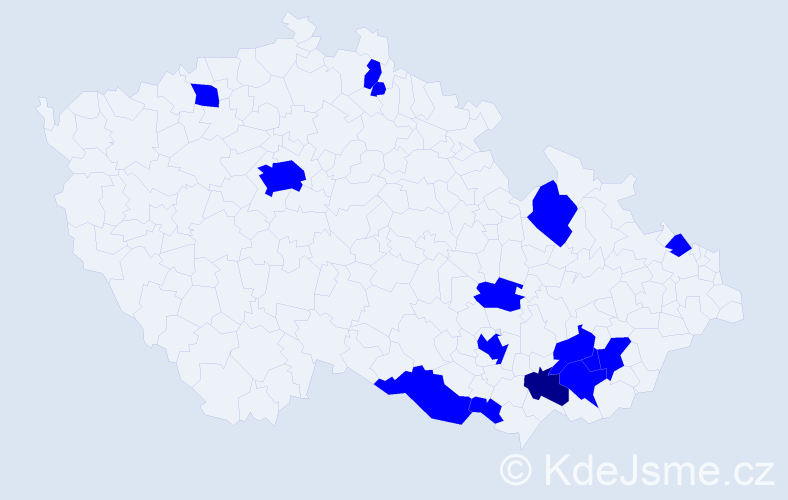Jméno: 'Andělína', počet výskytů 16 v celé ČR