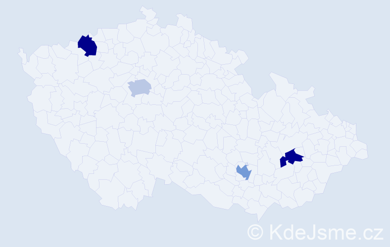 Jméno: 'Zoya', počet výskytů 4 v celé ČR